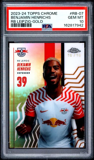 Topps Benjamin Henrichs 10/10 Gold #RB-07 2023-24 Chrome RB Leipzig PSA 10