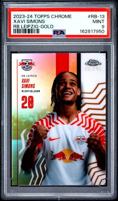 Topps Xavi Simons 09/10 Gold #RB-13 2023-24 Chrome RB Leipzig PSA 9