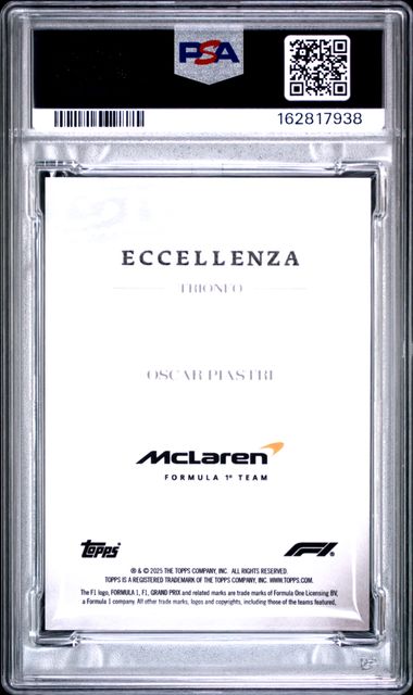 Topps Oscar Piastri 08/10 Trionfo Black 2025 Eccellenza Formula 1 PSA 9