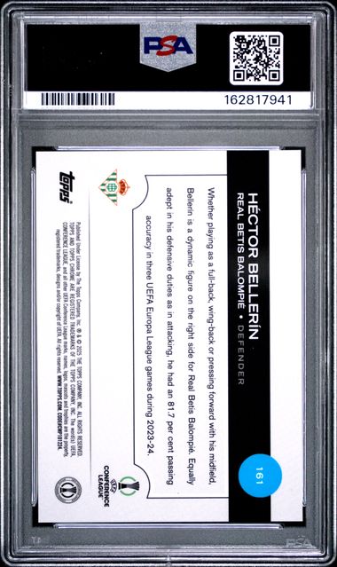 Topps Hector Bellerin 08/10 Sapphire Black #161 2024-25 Chrome UCC Sapphire PSA 9