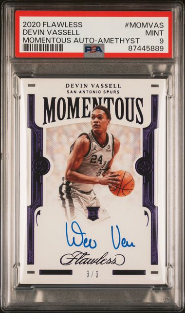 Panini Devin Vassell 3/3 Momentous Autograph Amethyst #MOMVAS 2020 Flawless PSA 9