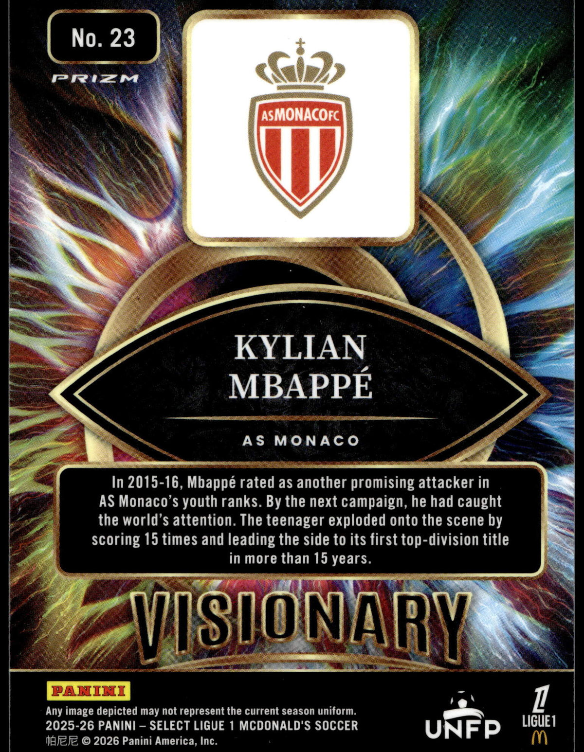 Panini Kylian Mbappe Visionary #23 2025 Select Ligue 1