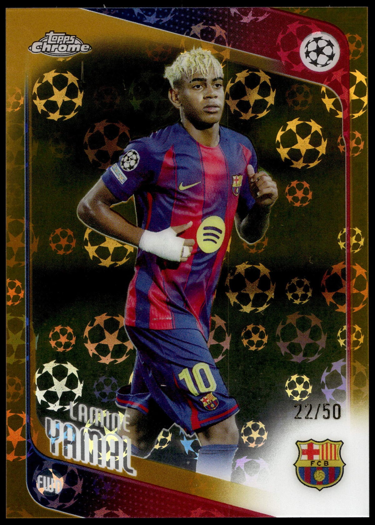 Topps Lamine Yamal 22/50 Logofractor Gold #10 2025 Chrome UCC Logofractor