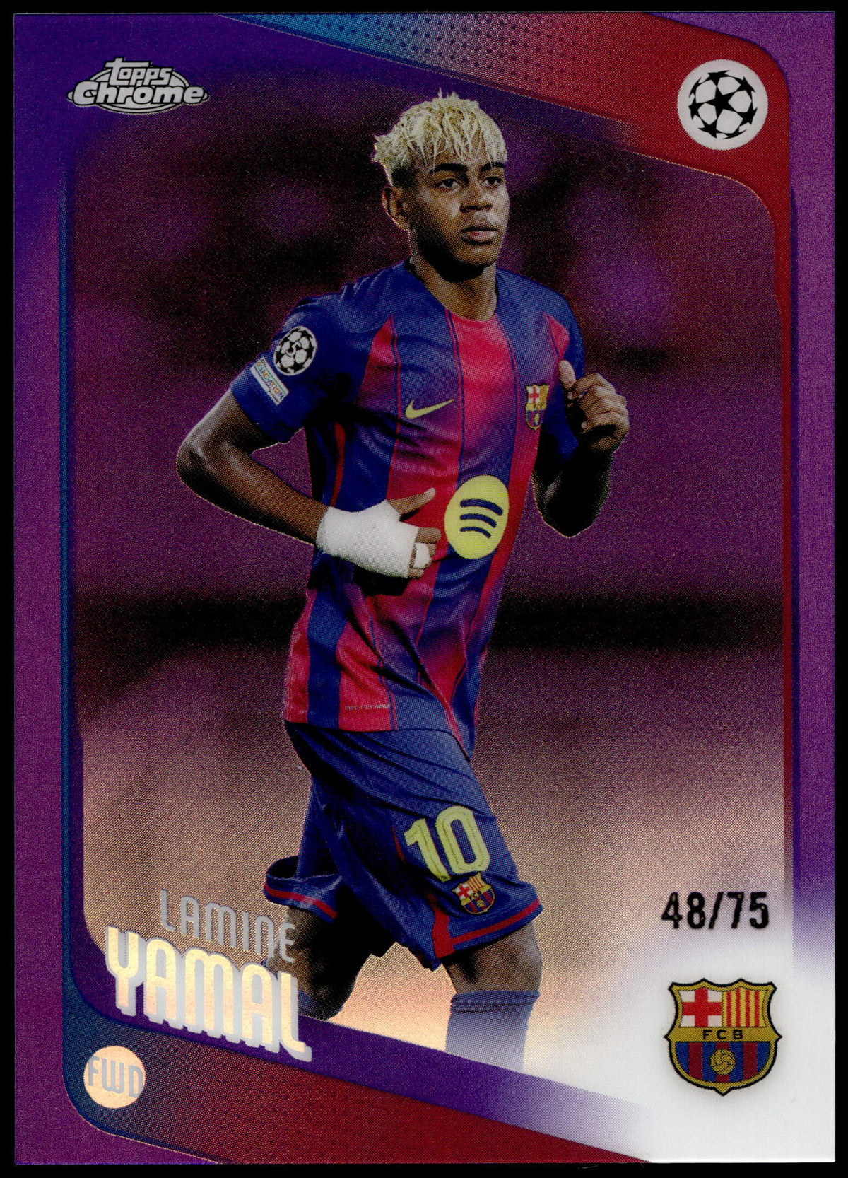 Topps Lamine Yamal Purple Refractor 48/75 #10 2025/26 Chrome UEFA Club Competitions