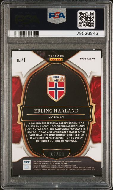 Topps Erling Haaland 44/60 Orange #41 2022-23 Select Fifa PSA 10