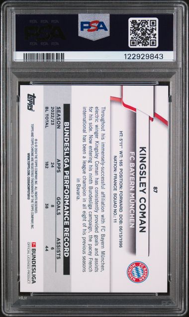 Topps Kingsley Coman 1/1 Imerial Jade Foilfractor #87 2023-24 Japan Edition Bundesliga PSA 10
