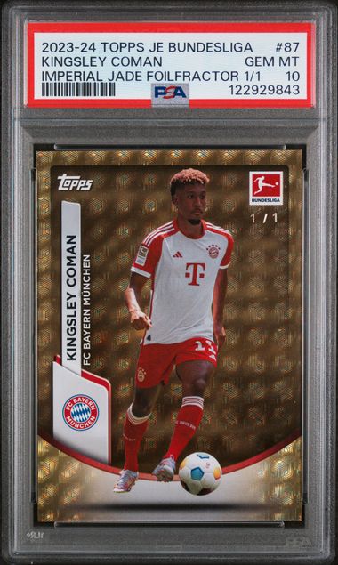 Topps Kingsley Coman 1/1 Imerial Jade Foilfractor #87 2023-24 Japan Edition Bundesliga PSA 10