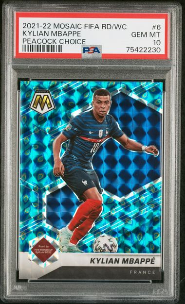 Panini Kylian Mbappe Peacock Choice #6 2021-22 Mosaic Fifa Road To The World Cup PSA 10