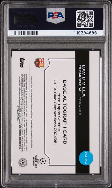 Topps David Villa 06/10 Starball Autograph Black #CA-DV 2024-25 Chrome Logofractor UCC PSA 9