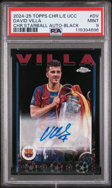 Topps David Villa 06/10 Starball Autograph Black #CA-DV 2024-25 Chrome Logofractor UCC PSA 9