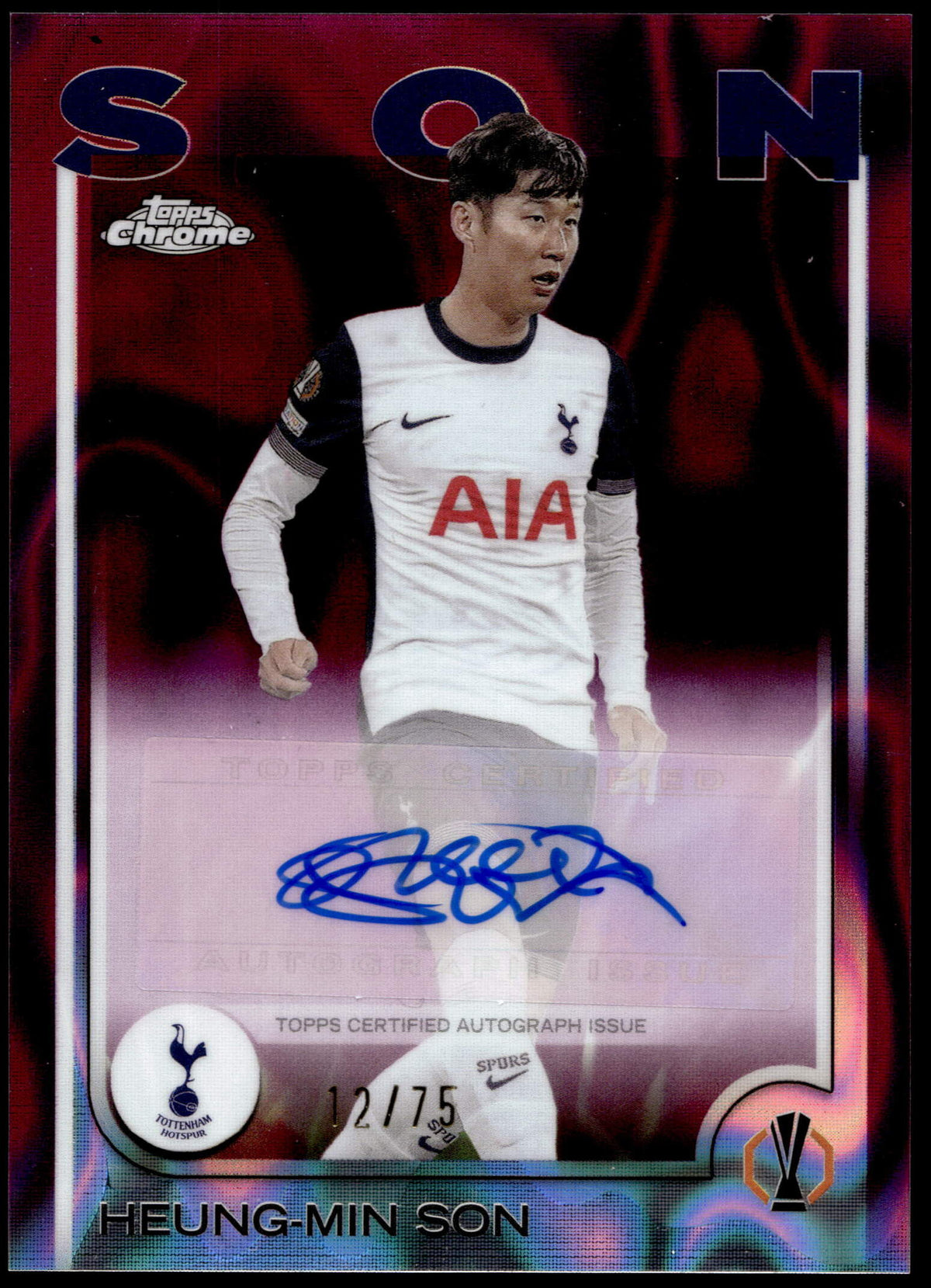 Topps Heung-Min Son 12/75 Autograph Purple #CA-HS 2025 Chrome UCC