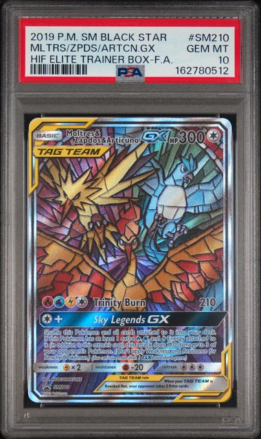 Pokemon Moltres & Zapdos & Articuno GX SM210 Full Art 2019 Black Star Promo PSA 10