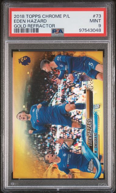 Topps Eden Hazard 28/50 Gold Refractor #73 2018 Chrome Premier League PSA 9