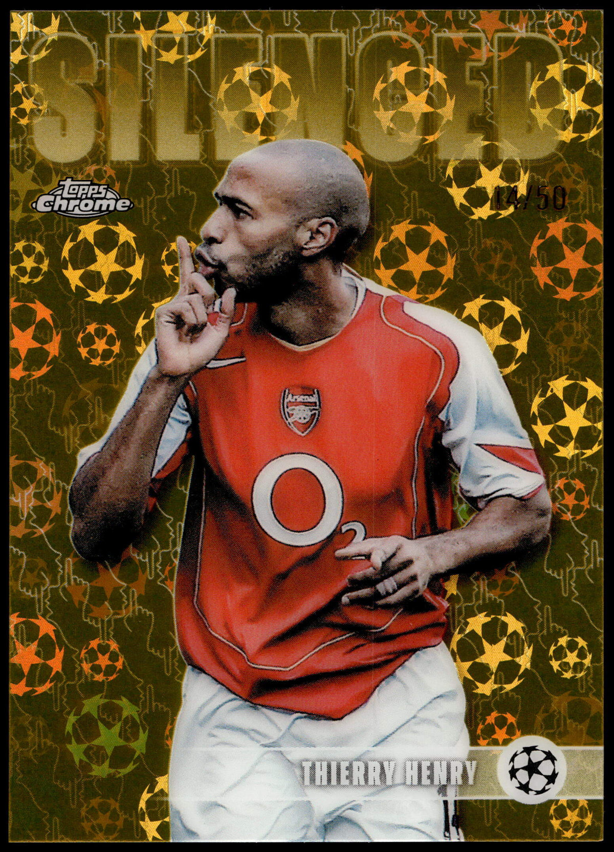 Topps Thierry Henry 14/50 Logofractor Silenced Gold #SHH-2 2026 Chrome UCC Logofractor
