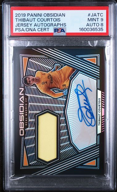 Panini Thibaut Courtois 40/49 Jersey Autographs #JATC 2019 Obsidian PSA 9