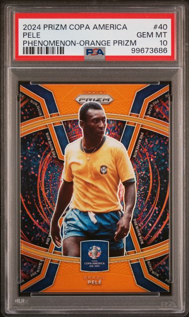 Panini Pele 05/25 Phenomenon Orange Prizm #40 2024 Prizm Copa America PSA 10
