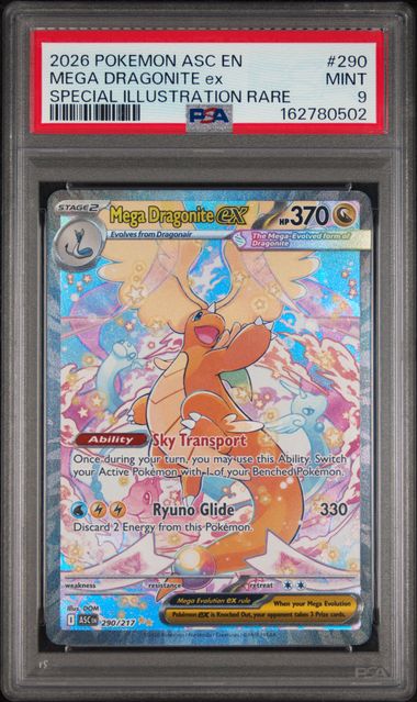 Pokemon Mega Dragonite EX 290/217 Special Illustration Rare 2026 Ascended Heroes PSA 9