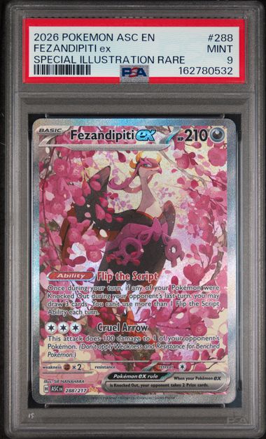 Pokemon Fezandipiti EX 288/217 Special Illustration Rare 2026 Ascended Heroes PSA 9