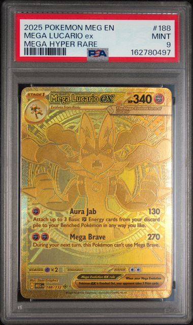 Pokemon Mega Lucario EX 188/132 Mega Hyper Rare 2025 Mega Evolution PSA 9
