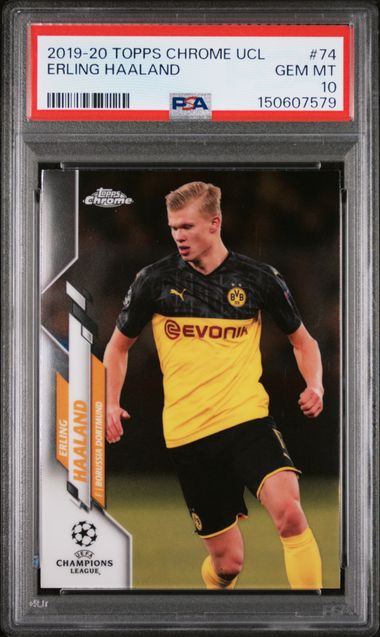 Topps Erling Haaland #74 2019-20 Chrome UCL PSA 10