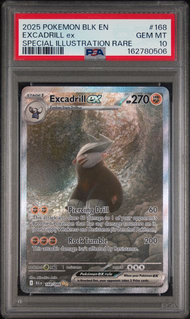 Pokemon Excadrill EX 168/086 Special Illustration Rare 2025 Black Bolt PSA 10
