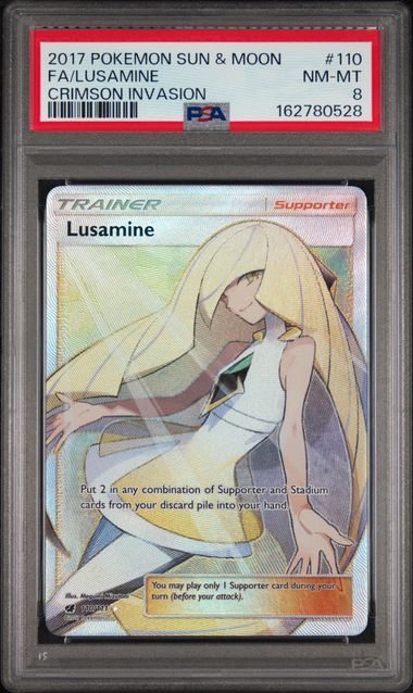 Pokemon Lusamine 110/111 Full Art 2017 Crimson Invasion PSA 8