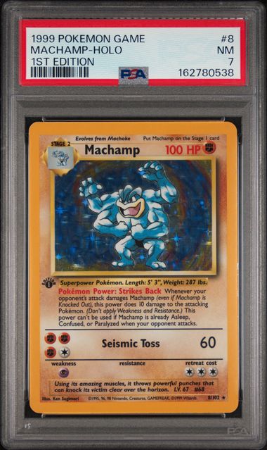 Pokemon Machamp 8/102 Holo 1st Edition 1999 Base Set PSA 7