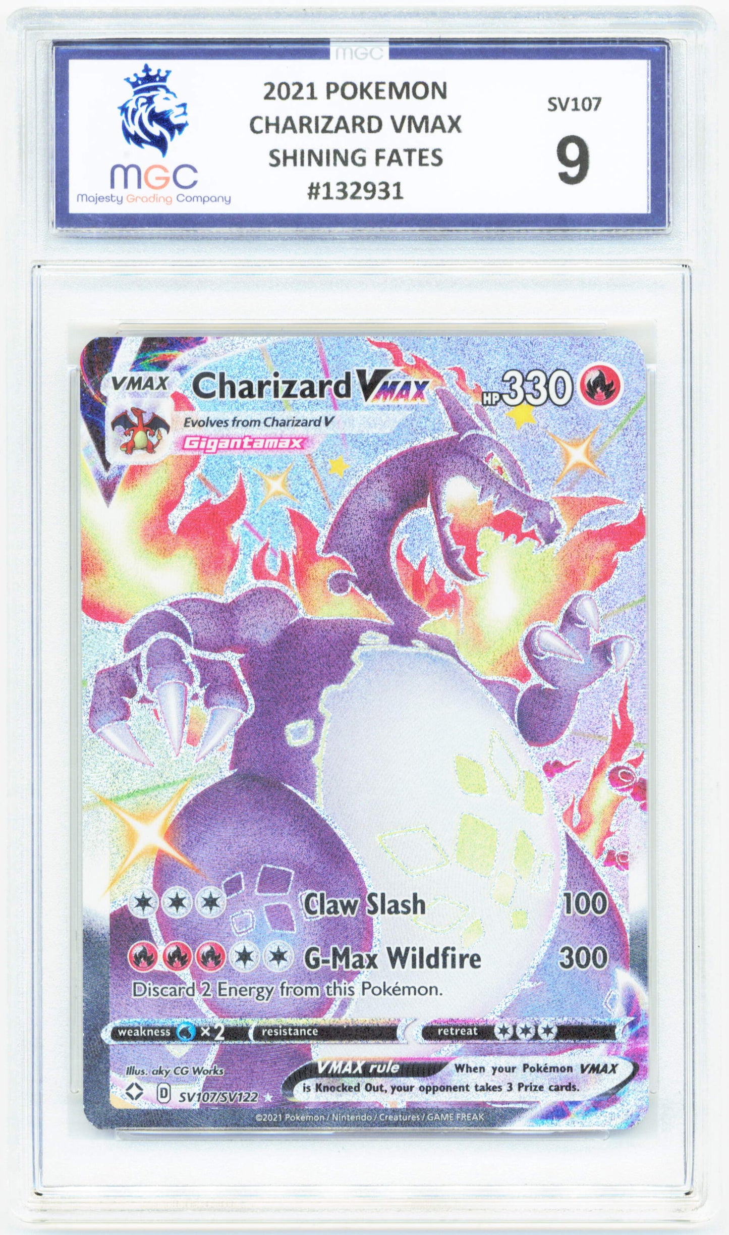 Pokemon Charizard VMAX SV107/SV122 Full Art 2021 Shining Fates MGC 9