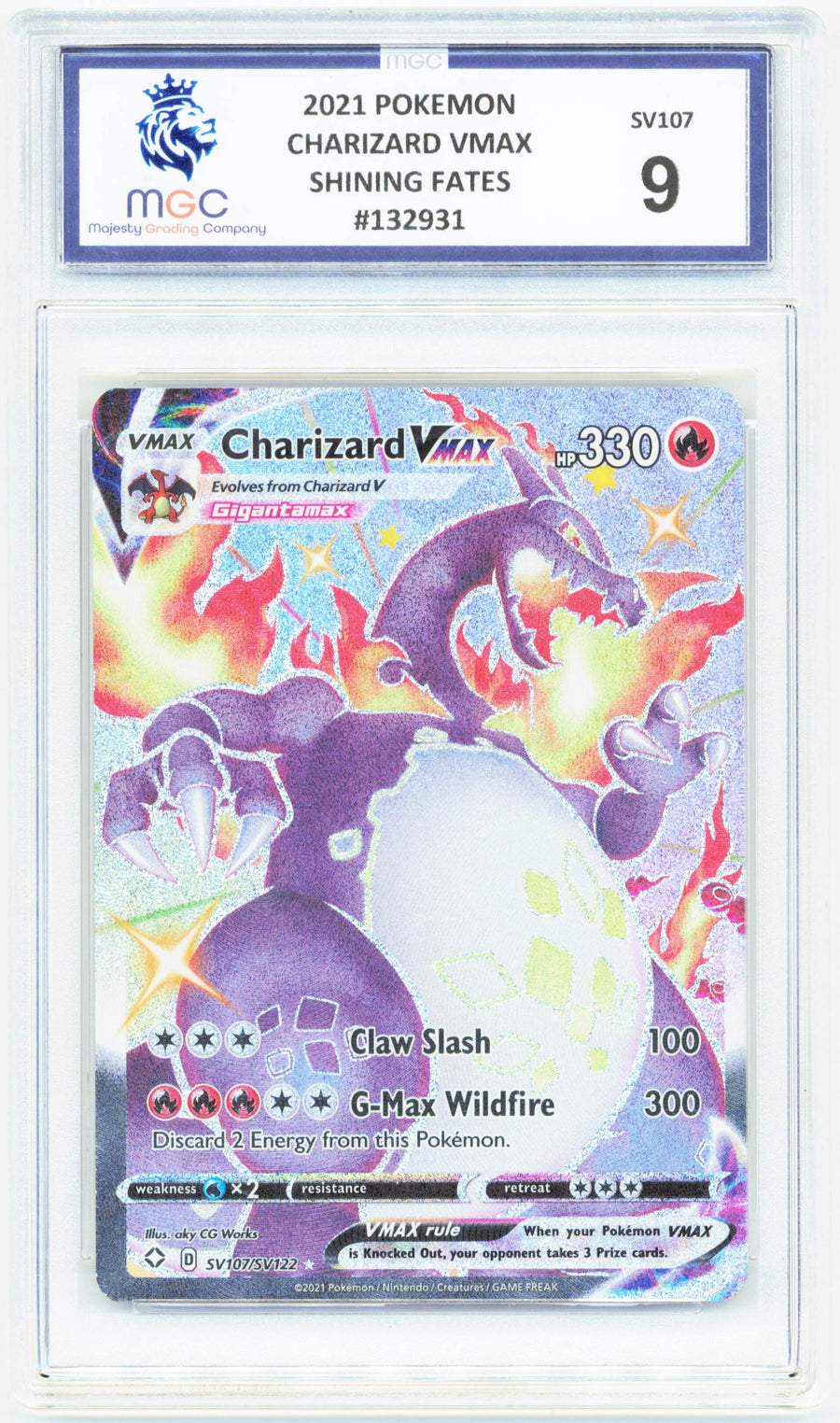 Pokemon Charizard VMAX SV107/SV122 Full Art 2021 Shining Fates MGC 9