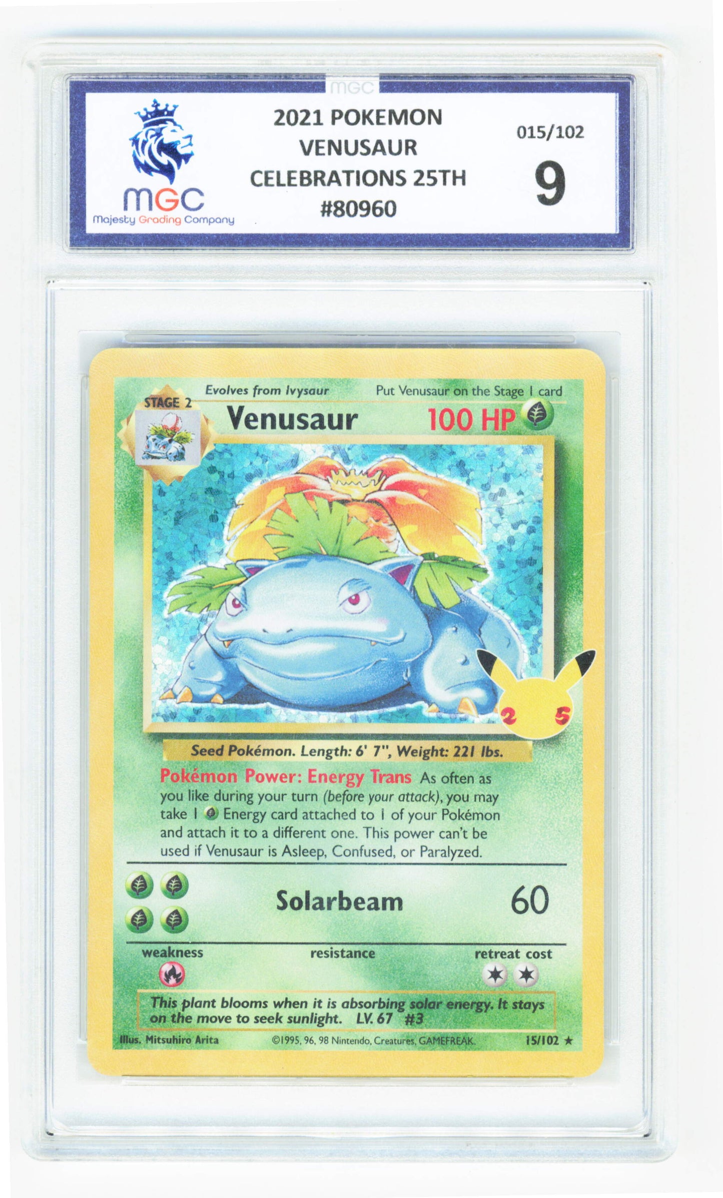 Pokemon Venusaur 15/102 Holo 2021 Celebrations 25th Anniversary Classic Collection MGC 8