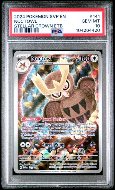 Pokemon Noctowl 141 Full Art 2024 Black Star Promo PSA 10