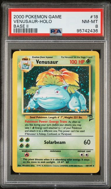 Pokemon Venusaur 18/130 Holo 2000 Base Set 2 PSA 8