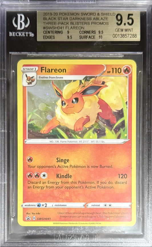 Pokemon Flareon Pokemon Sword & Shield Black Star Darkness Ablaze 2019-20 Beckett BGS 9.5