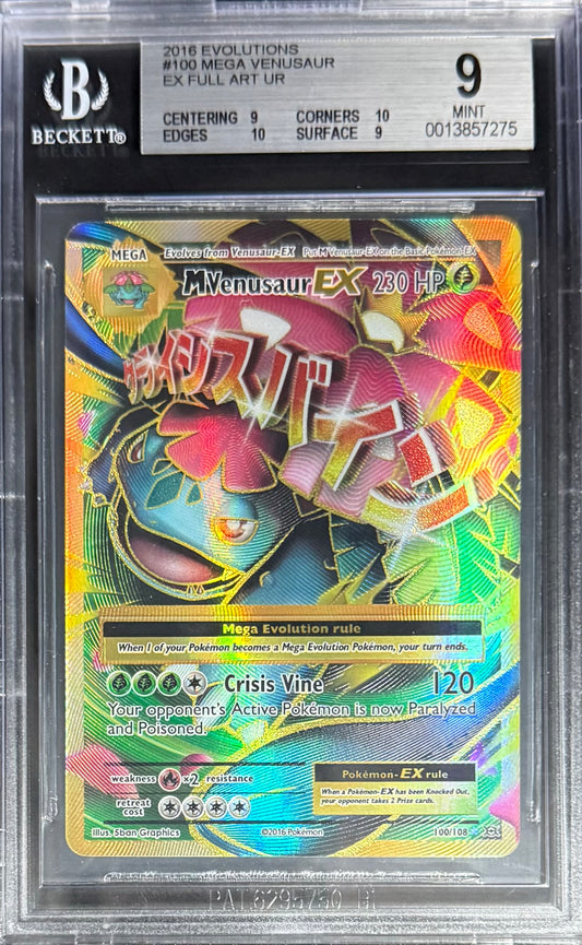 Pokemon Mega Venusaur 100/108 Full Art Pokemon Evolutions 2016 Beckett BGS 9