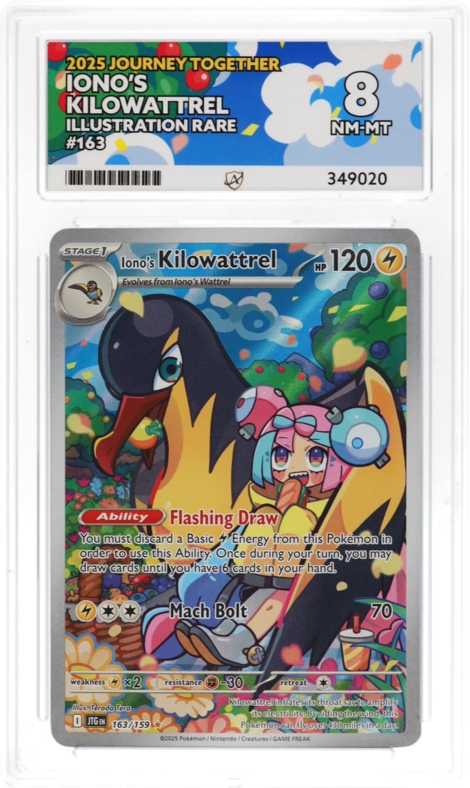 Pokemon Iono's Kilowattrel 163/159 Illustration Rare 2025 Journey Together ACE 8