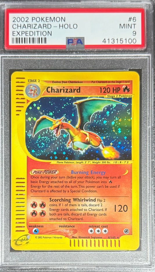Pokemon Charizard 6/165 Holo (Swirl) Pokemon Expedition 2002 PSA9