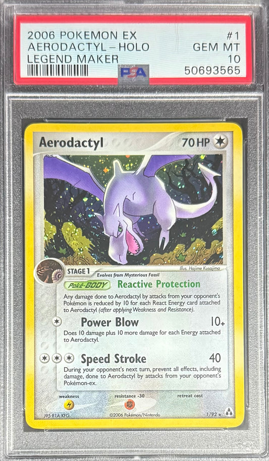 Pokemon Aerodactyl 1/92 Holo Pokemon EX Legend Maker 2006 PSA10