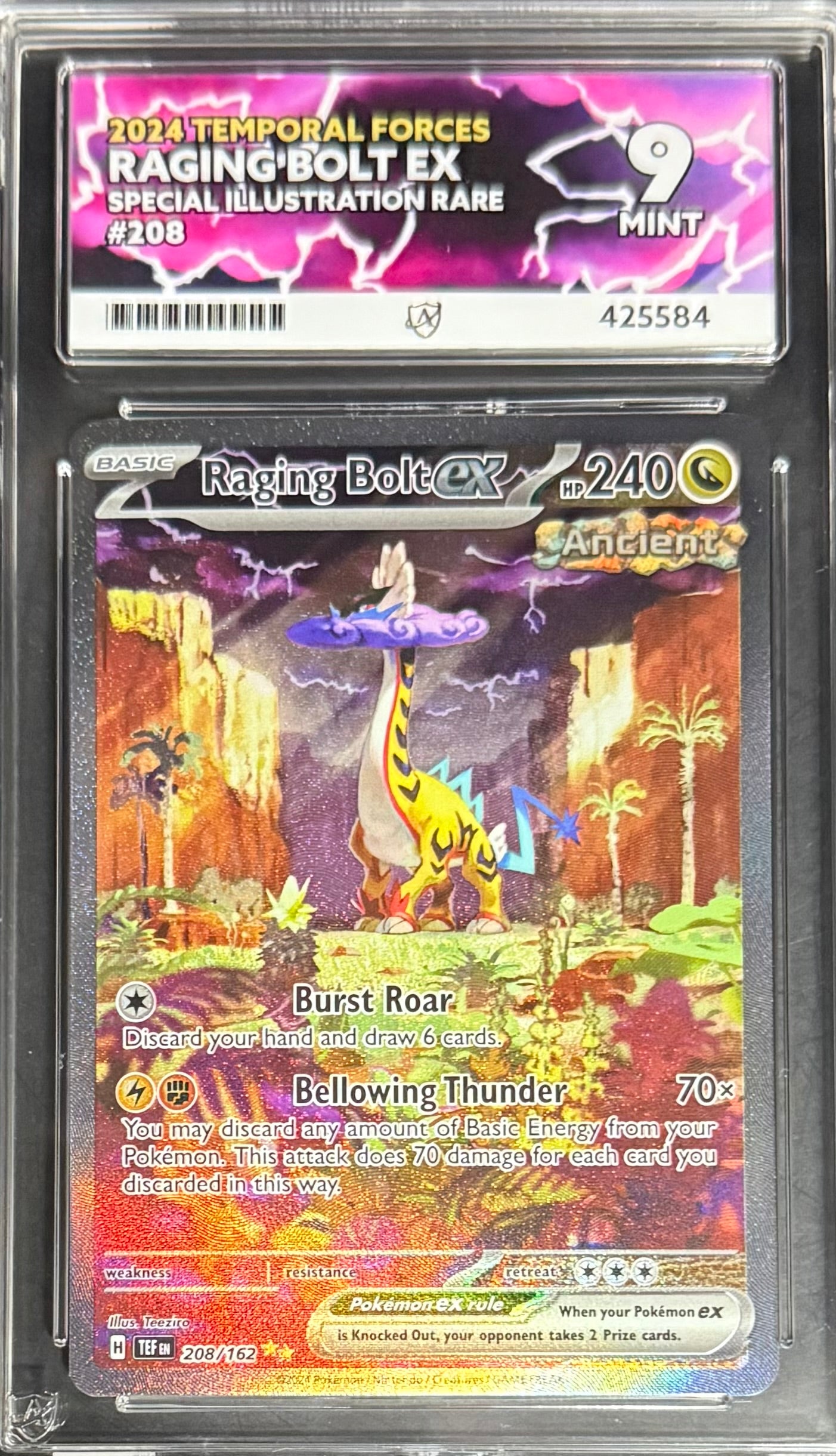 Pokemon Raging Bolt EX 208/162 Special Illustration Rare Pokemon Temporal Forces 2024 ACE9