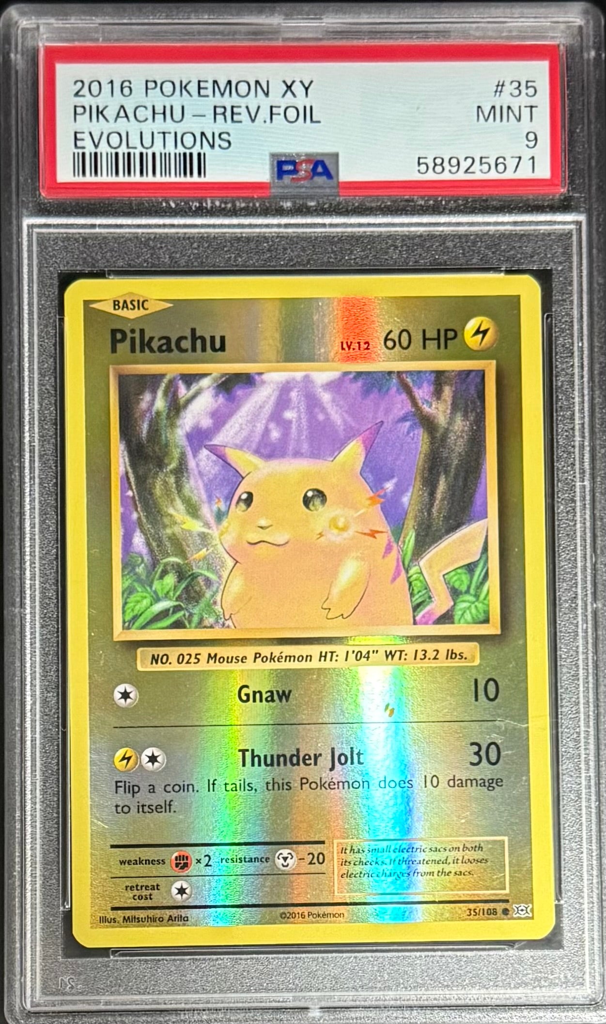 Pokemon Pikachu 35/108 Reverse Holo Pokemon Evolutions 2016 PSA9