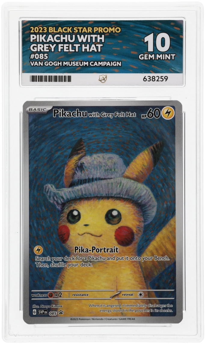 Pokemon Pikachu With Grey Felt Hat 085 Pokemon Van Gogh Museum Campaign Black Star Promo 2023 ACE10