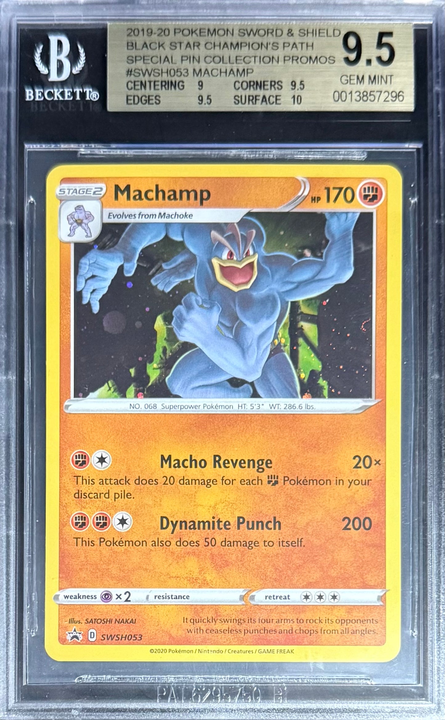 Pokemon Machamp Pokemon Sword & Shield Black Star 2019-20 Beckett BGS 9.5