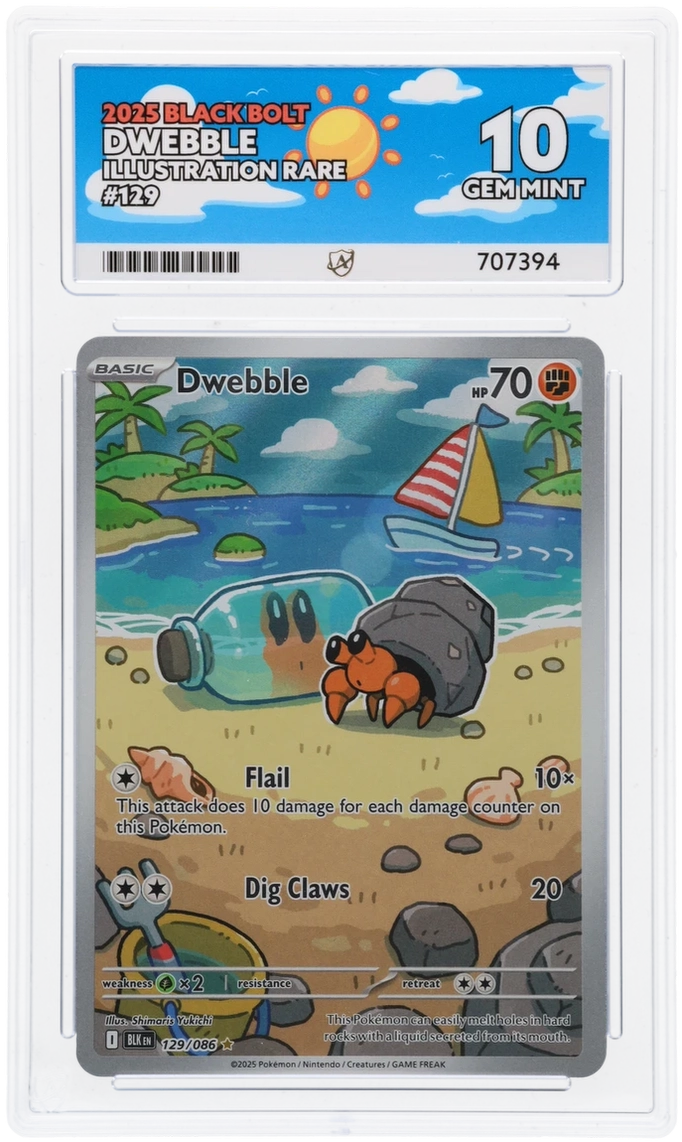 Pokemon Dwebble 129/086 Illustration Rare 2025 Black Bolt ACE 10