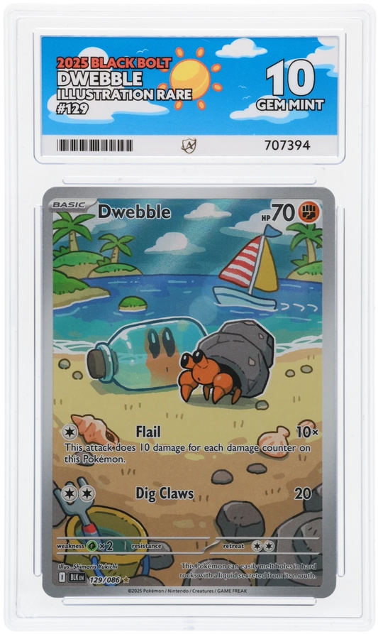 Pokemon Dwebble 129/086 Illustration Rare 2025 Black Bolt ACE 10