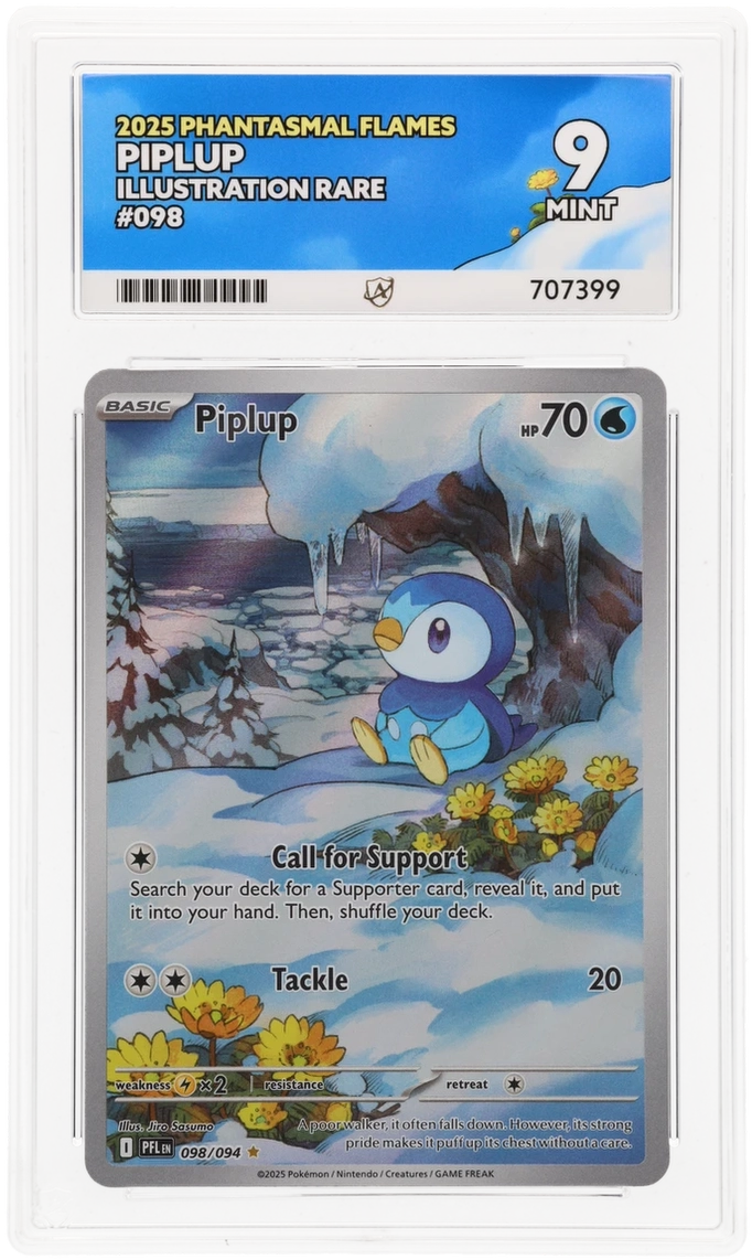 Pokemon Piplup 098/094 Illustration Rare 2025 Phanstasmal Flames ACE 9