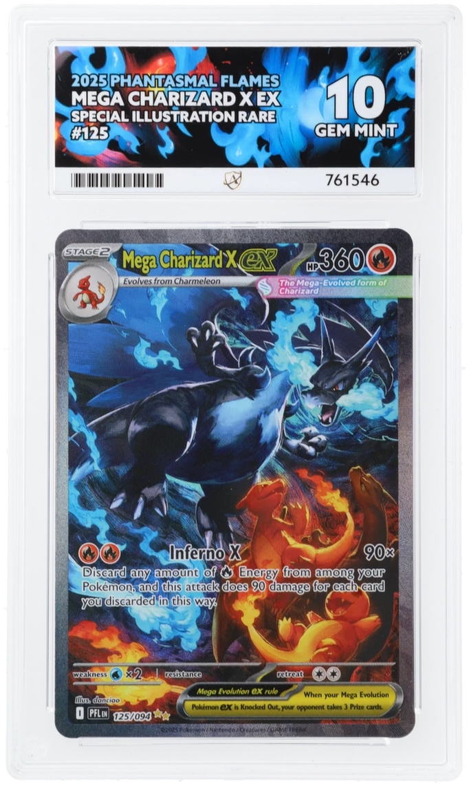 Pokemon Mega Charizard X Ex 125/094 Special Illustration Rare 2025 Phantasmal Flames ACE 10