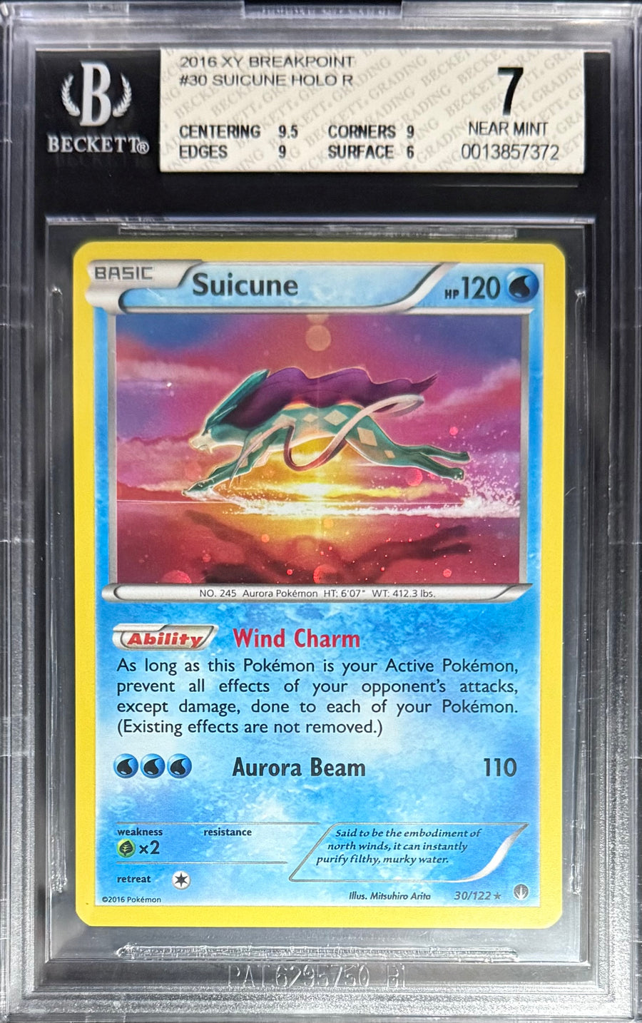 Pokemon Suicune 30/122 Holo Pokemon XY Breakpoints 2016 Beckett BGS 7