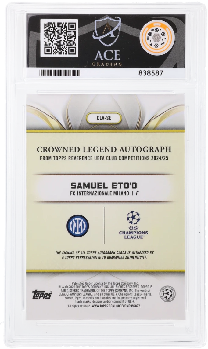Topps Samuel Eto'o Crowned Legend Autograph 41/99 CLA-SE 2024-25 Reverence Uefa Club Competitions ACE 9