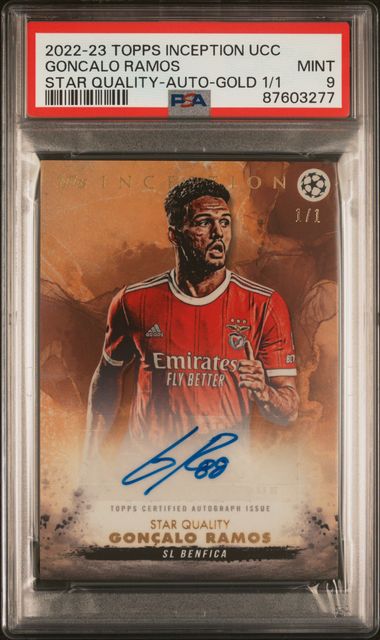 Topps Goncalo Ramos Rainbow Set Gold 1/1 PSA9,Orange /5 PSA9 ,Red /10 PSA10 ,Purple /25 PSA10 ,Blue /49 PSA10 ,Green /99 PSA10, Star Quality Autograph Card Inception UCC 2022-23