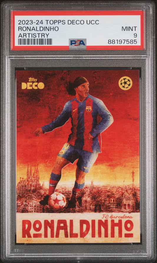 Topps Ronaldinho Artistry Card Deco UEFA Club Competitions 2023-24 PSA9