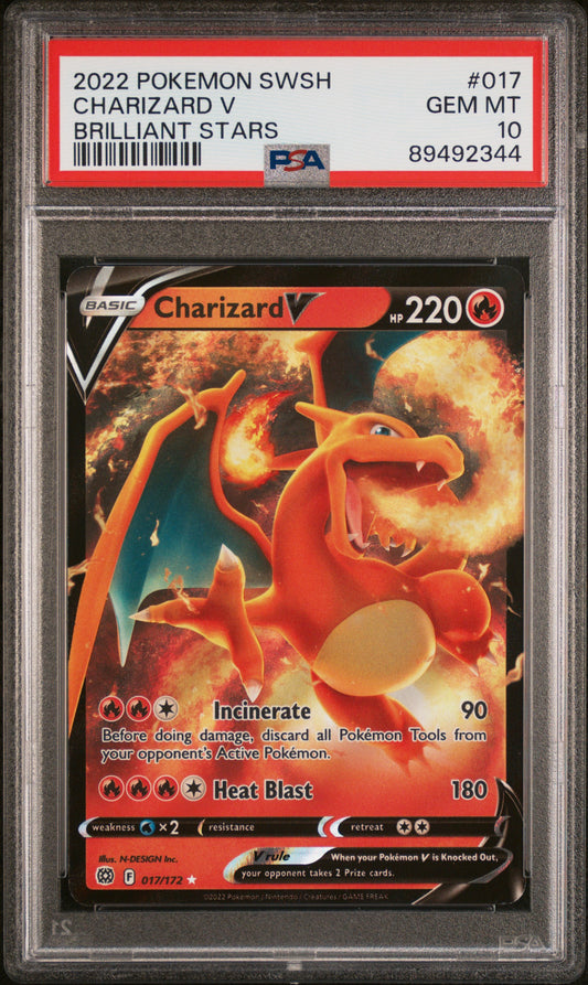 Pokemon Charizard 017/172 Pokemon Sword & Shield Brilliant Stars 2022 PSA10